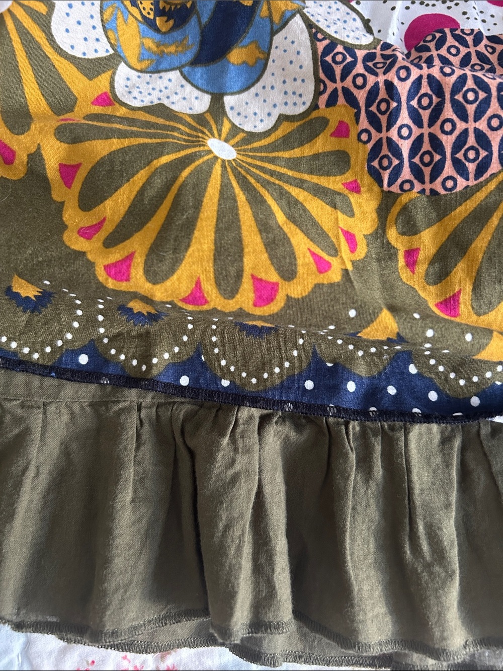 Vintage retro style 100% cotton block print midi skirt 13.5 inch waist small - Picture 5 of 7